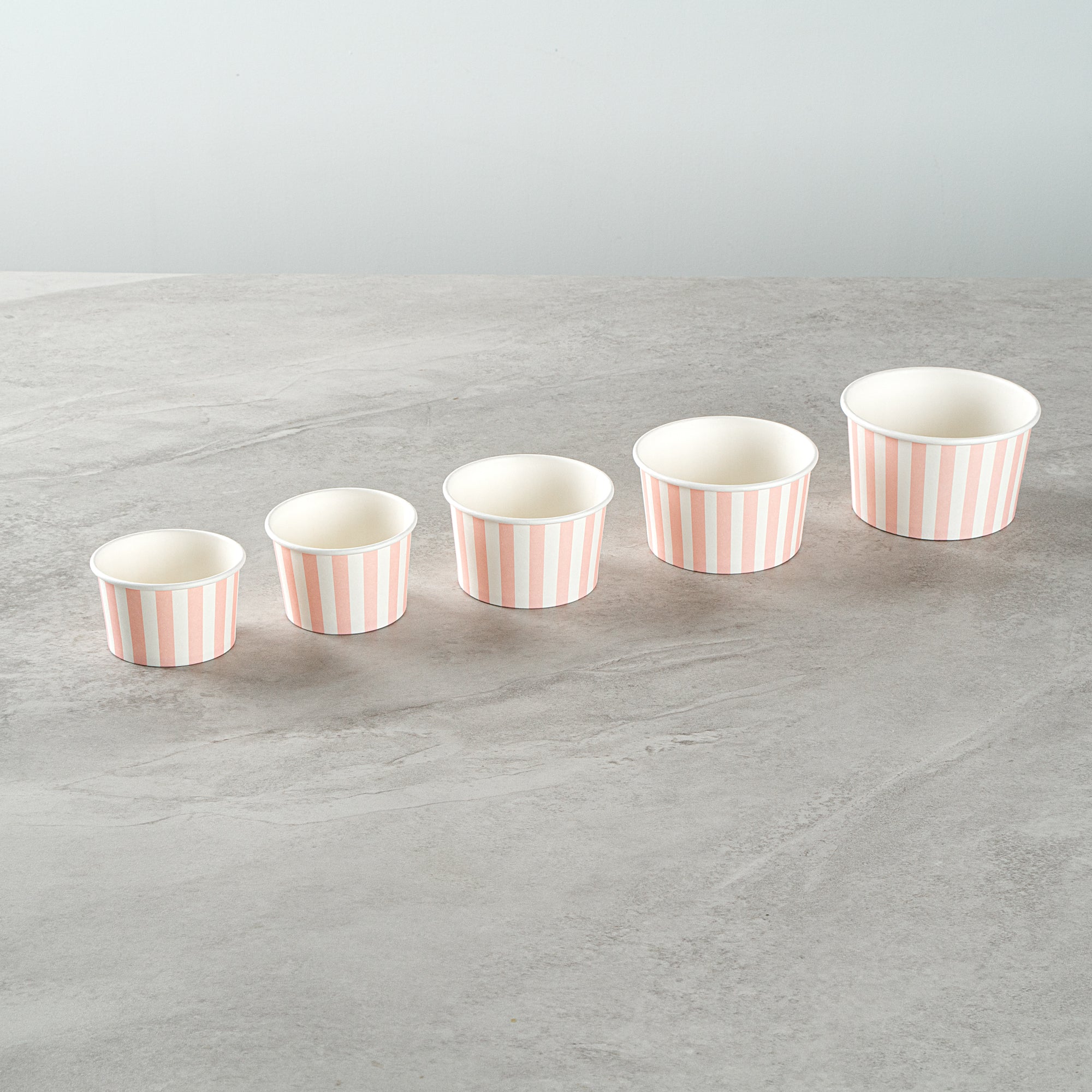 Coppetta 4 oz Round Pink and White Stripe Paper To Go Cup - 3" x 3" x 2 1/2" - 200 count box