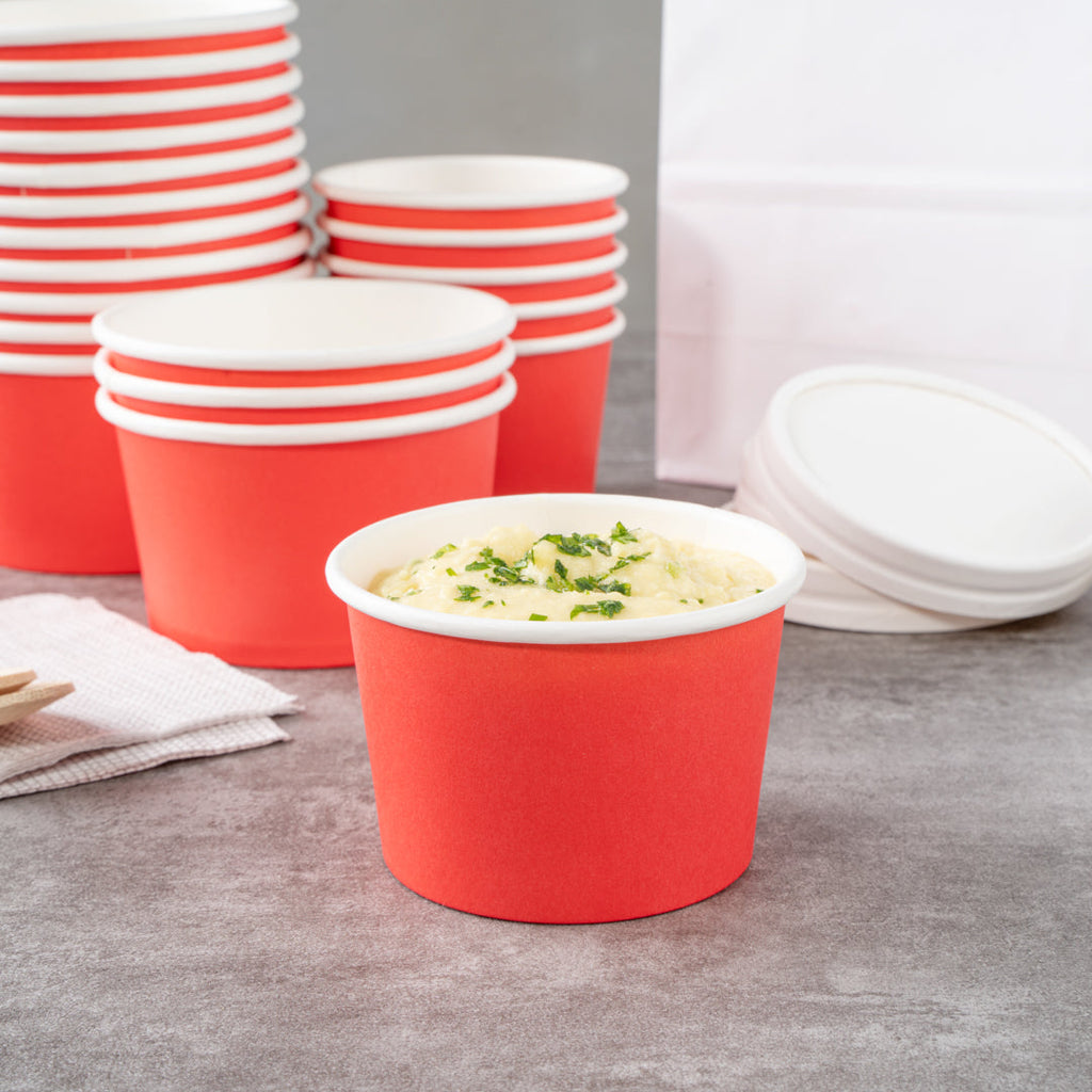 Coppetta 4 oz Round Red Paper To Go Cup - 3" x 3" x 2 1/2" - 200 count box