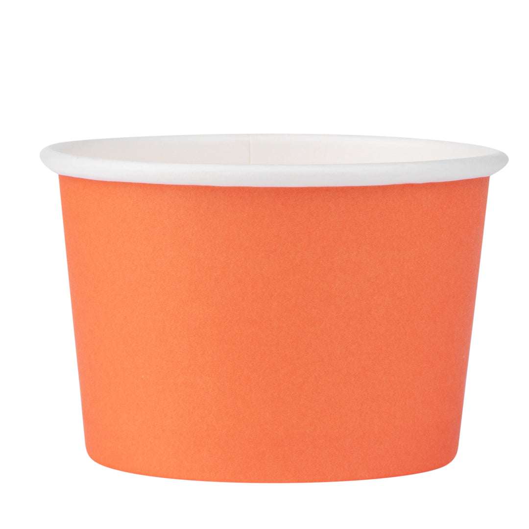 Coppetta 4 oz Round Tangerine Orange Paper To Go Cup - 3" x 3" x 2 1/2" - 50 count box