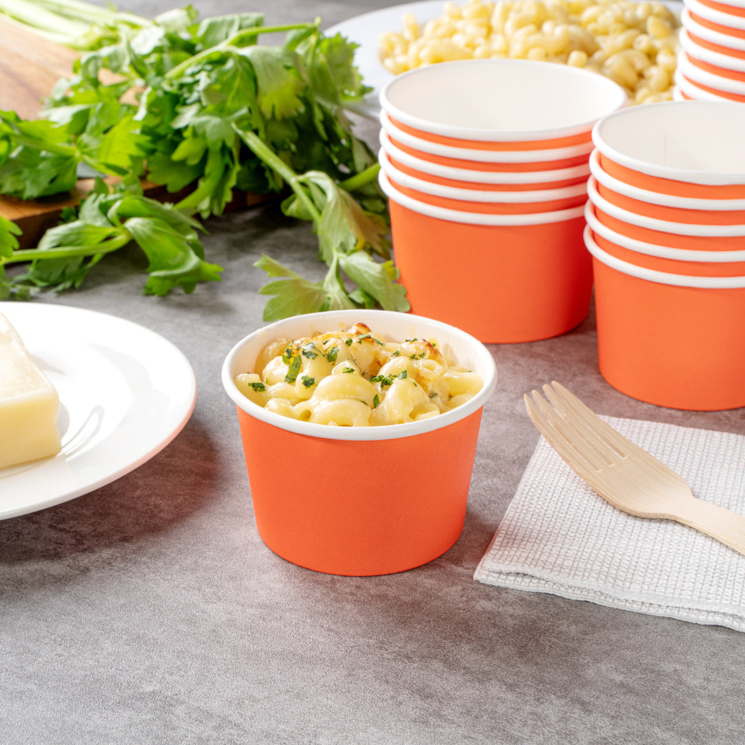 Coppetta 4 oz Round Tangerine Orange Paper To Go Cup - 3" x 3" x 2 1/2" - 50 count box