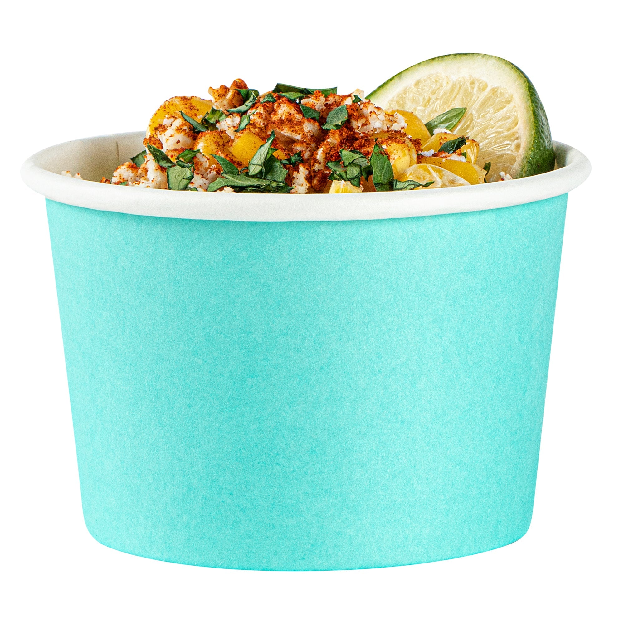 Coppetta 4 oz Round Turquoise Paper To Go Cup - 3" x 3" x 2 1/2" - 50 count box