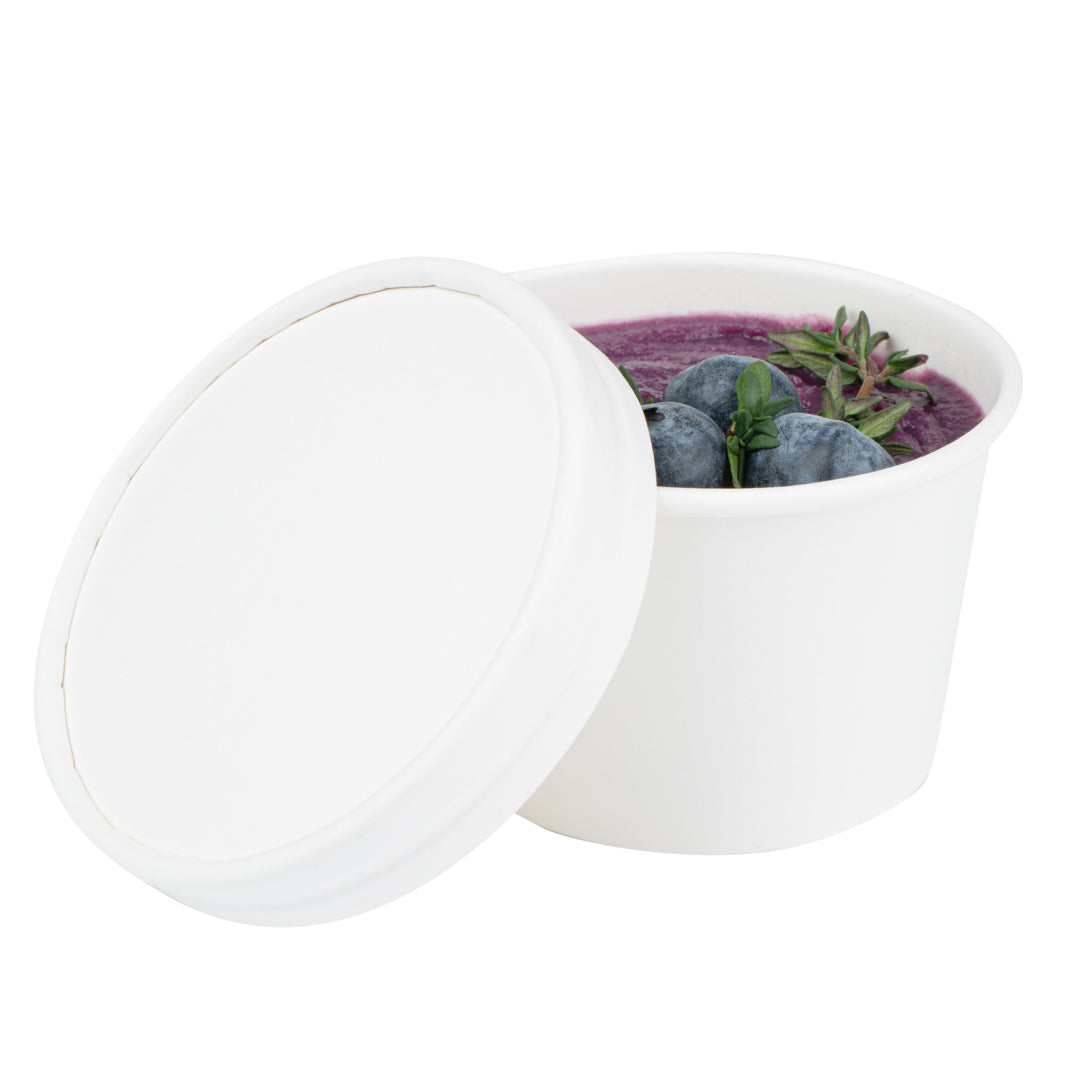 Coppetta Round White Paper To Go Cup Lid - Fits 4 oz - 50 count box