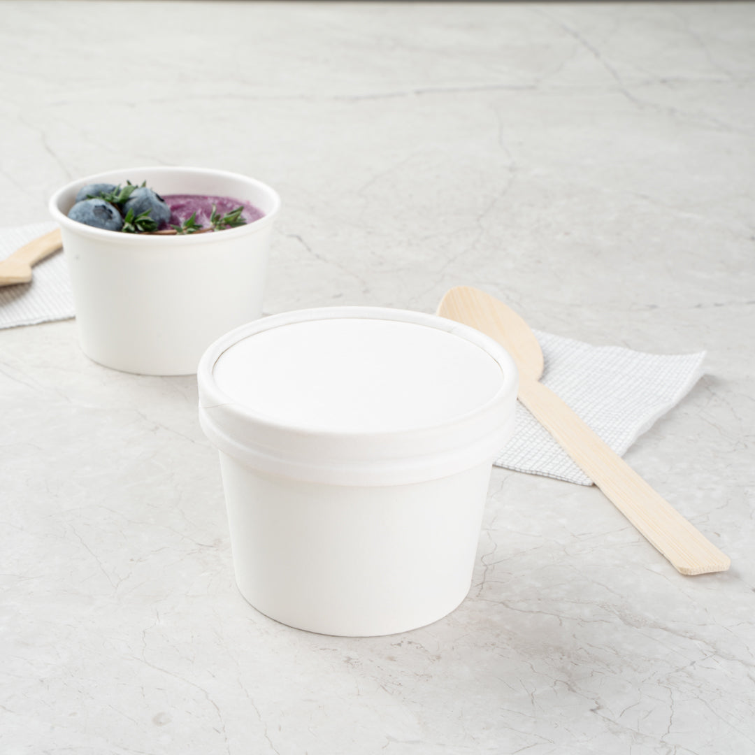 Coppetta Round White Paper To Go Cup Lid - Fits 4 oz - 50 count box
