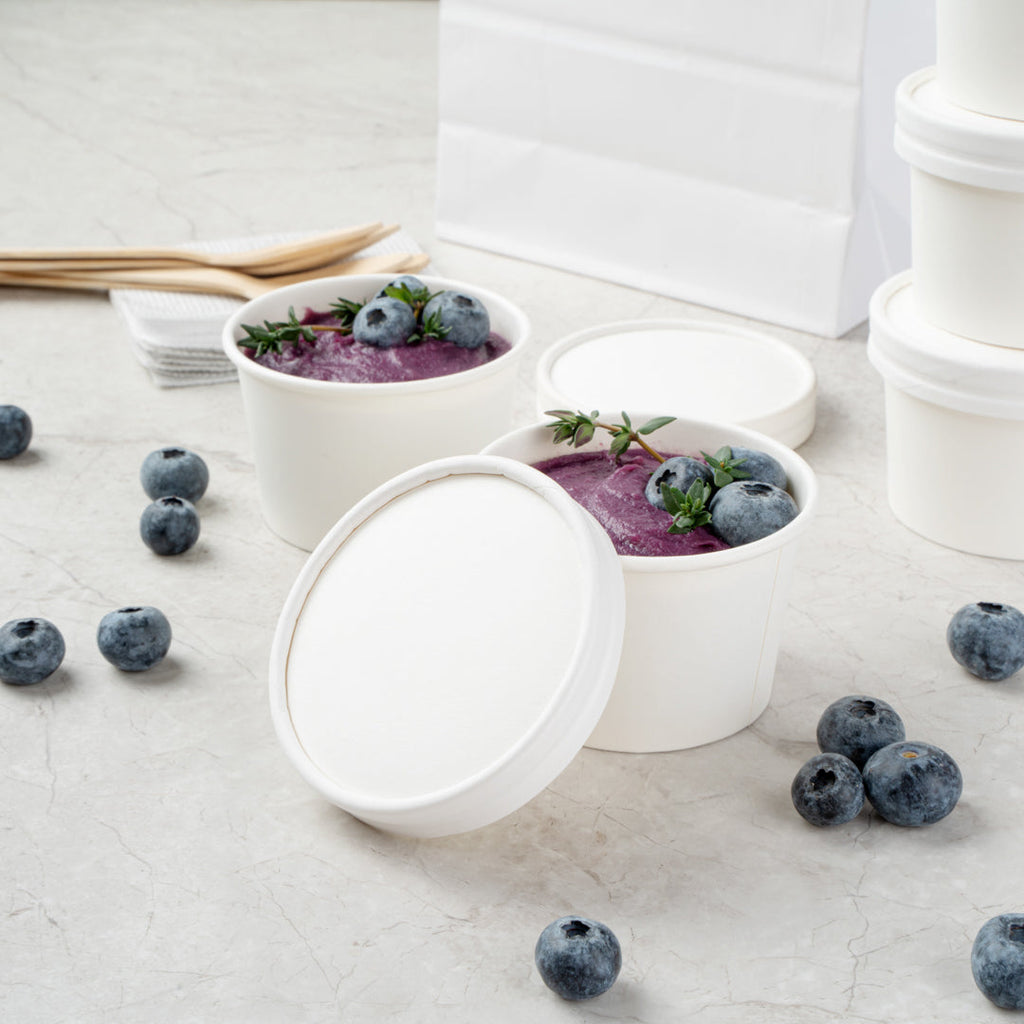 Coppetta Round White Paper To Go Cup Lid - Fits 4 oz - 50 count box