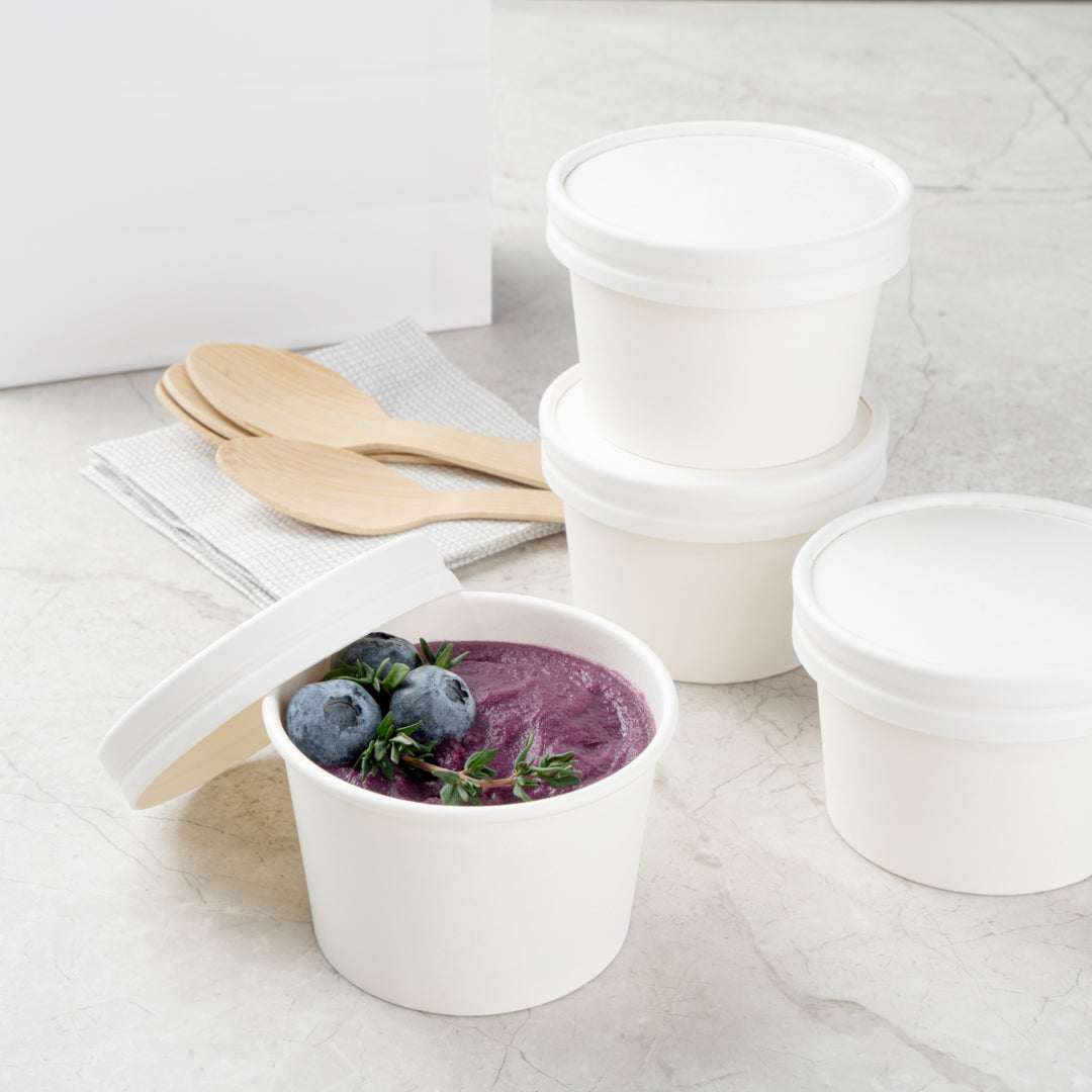Coppetta Round White Paper To Go Cup Lid - Fits 4 oz - 50 count box