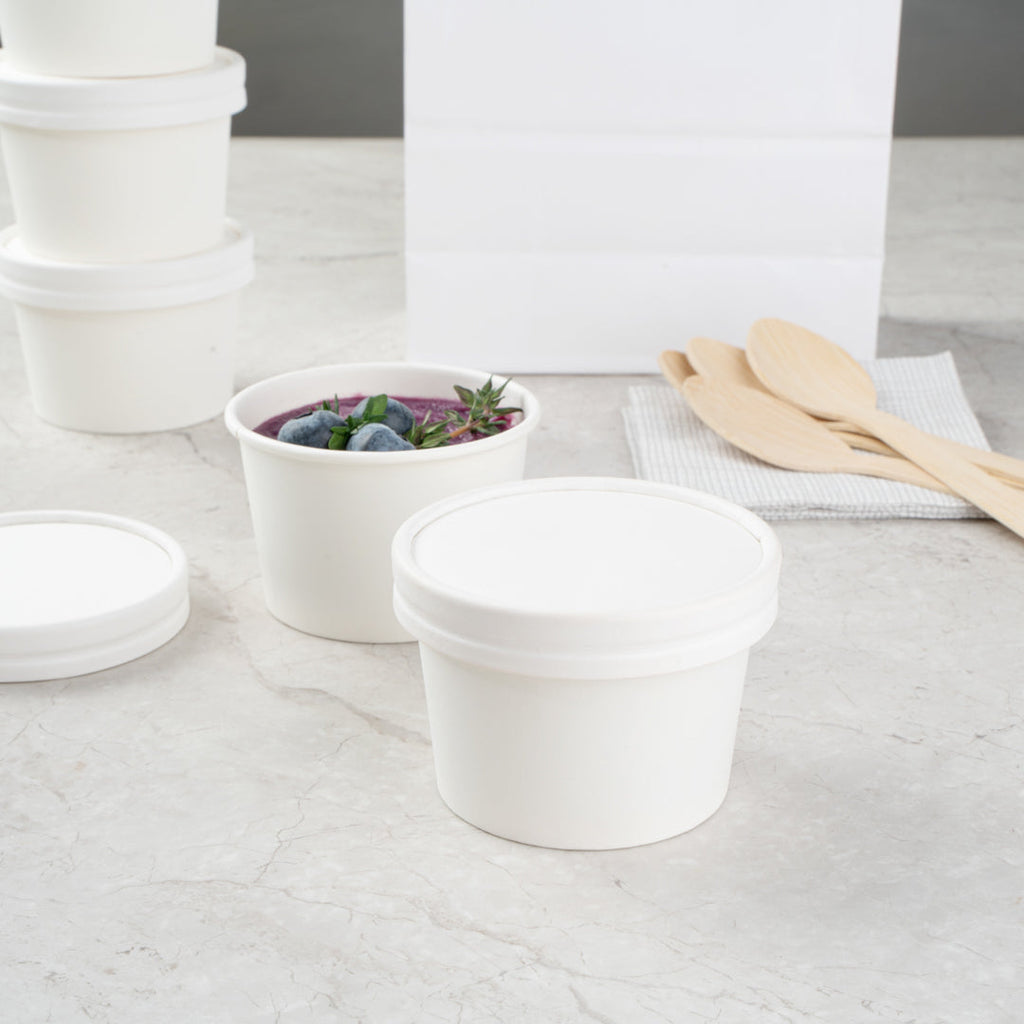 Coppetta Round White Paper To Go Cup Lid - Fits 4 oz - 50 count box