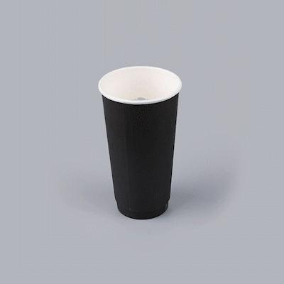 Restpresso 20 oz Black Paper Coffee Cup - Double Wall - 3 1/2" x 3 1/2" x 6 1/4" - 250 count box