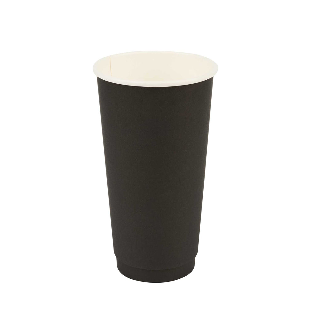Restpresso 20 oz Black Paper Coffee Cup - Double Wall - 3 1/2" x 3 1/2" x 6 1/4" - 250 count box