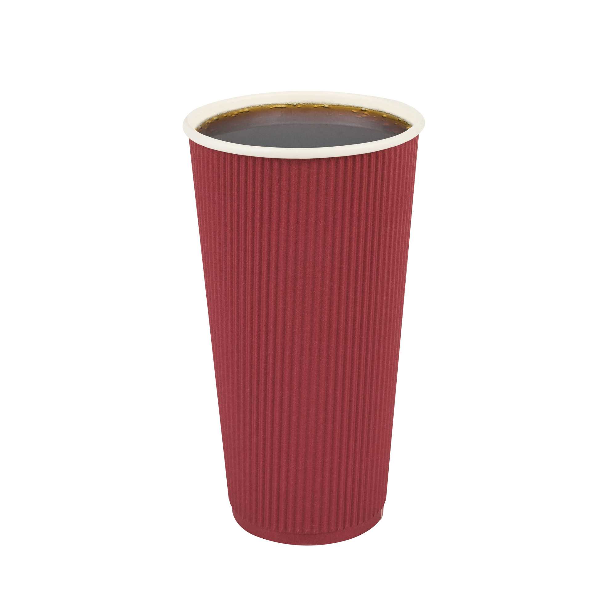 Restpresso 20 oz Crimson Paper Coffee Cup - Ripple Wall - 3 1/2" x 3 1/2" x 6 1/4" - 10 count box