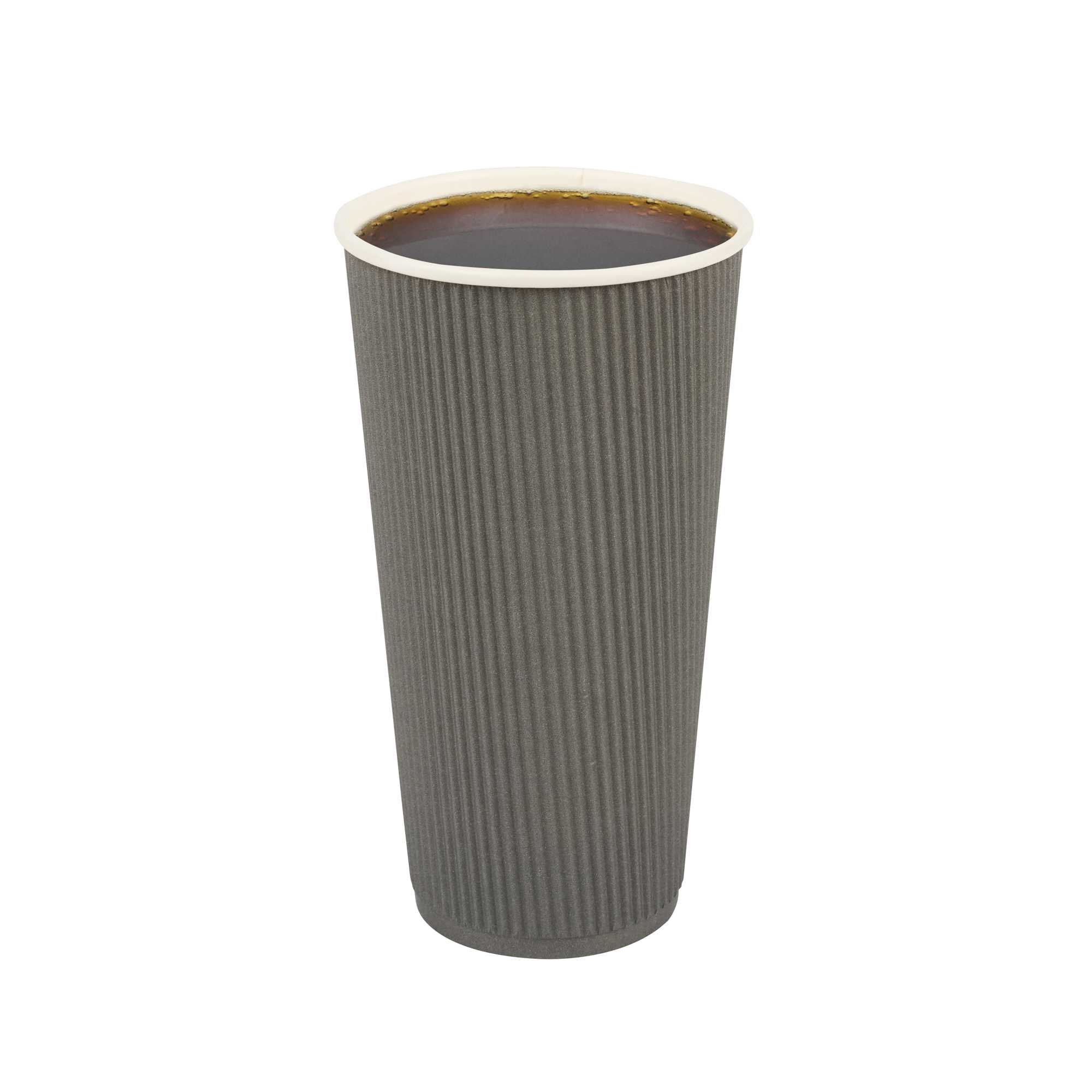 Restpresso 20 oz Gray Paper Coffee Cup - Ripple Wall - 3 1/2" x 3 1/2" x 6 1/4" - 10 count box