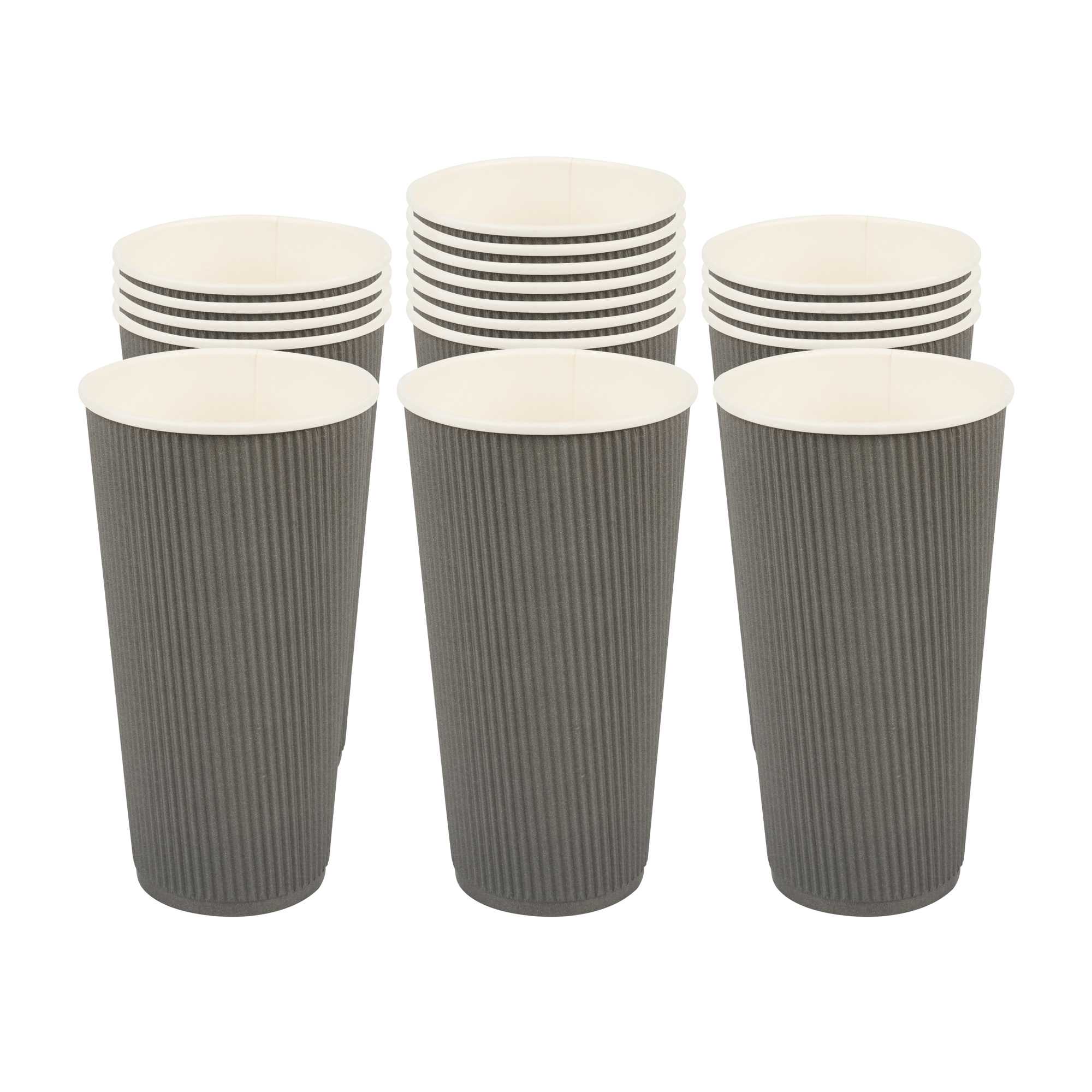 Restpresso 20 oz Gray Paper Coffee Cup - Ripple Wall - 3 1/2" x 3 1/2" x 6 1/4" - 10 count box