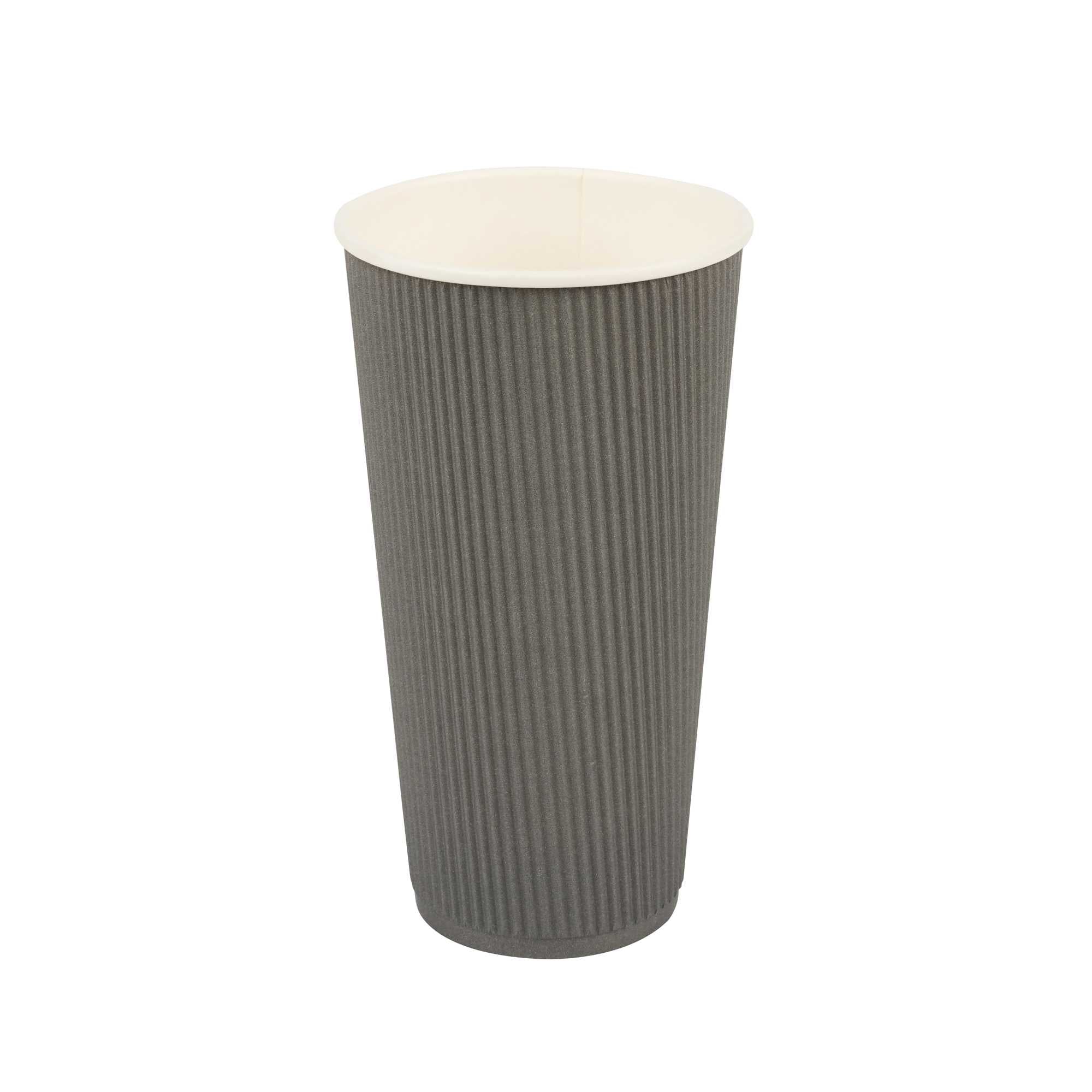 Restpresso 20 oz Gray Paper Coffee Cup - Ripple Wall - 3 1/2" x 3 1/2" x 6 1/4" - 10 count box