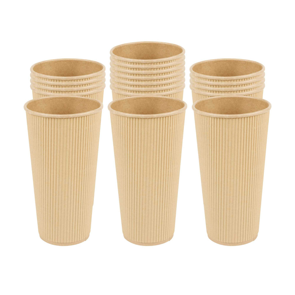 Restpresso 20 oz Kraft Paper Coffee Cup - Ripple Wall - 3 1/2" x 3 1/2" x 6 1/4" - 250 count box