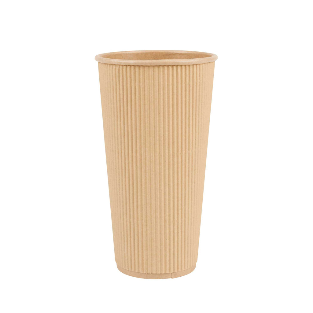 Restpresso 20 oz Kraft Paper Coffee Cup - Ripple Wall - 3 1/2" x 3 1/2" x 6 1/4" - 250 count box