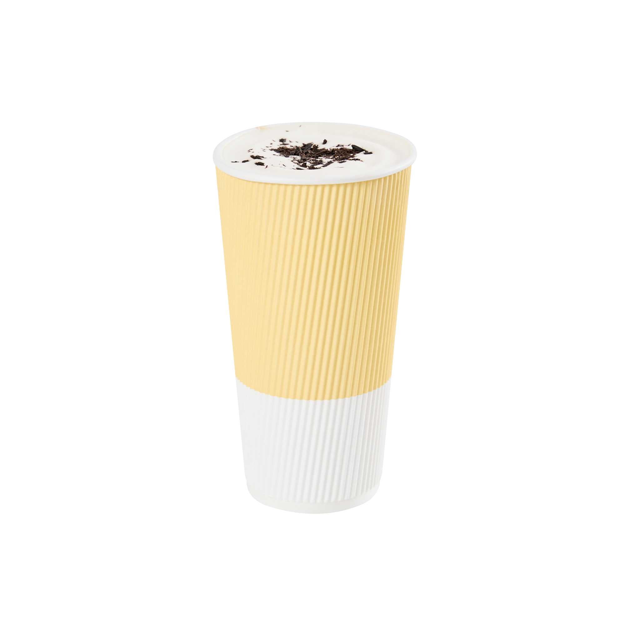Restpresso 20 oz Light Yellow Paper Coffee Cup - Ripple Wall - 3 1/2" x 3 1/2" x 6 1/4" - 250 count box