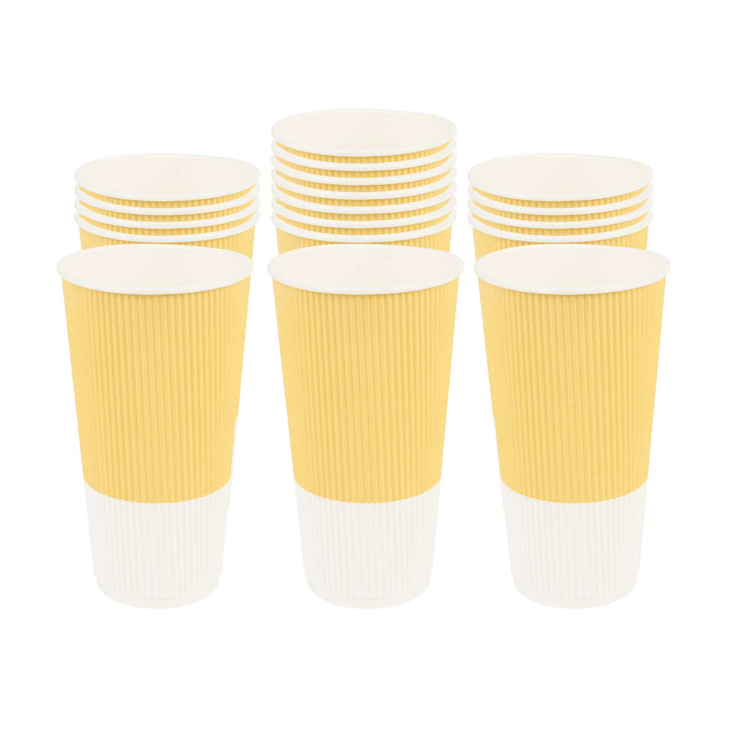 Restpresso 20 oz Light Yellow Paper Coffee Cup - Ripple Wall - 3 1/2" x 3 1/2" x 6 1/4" - 250 count box