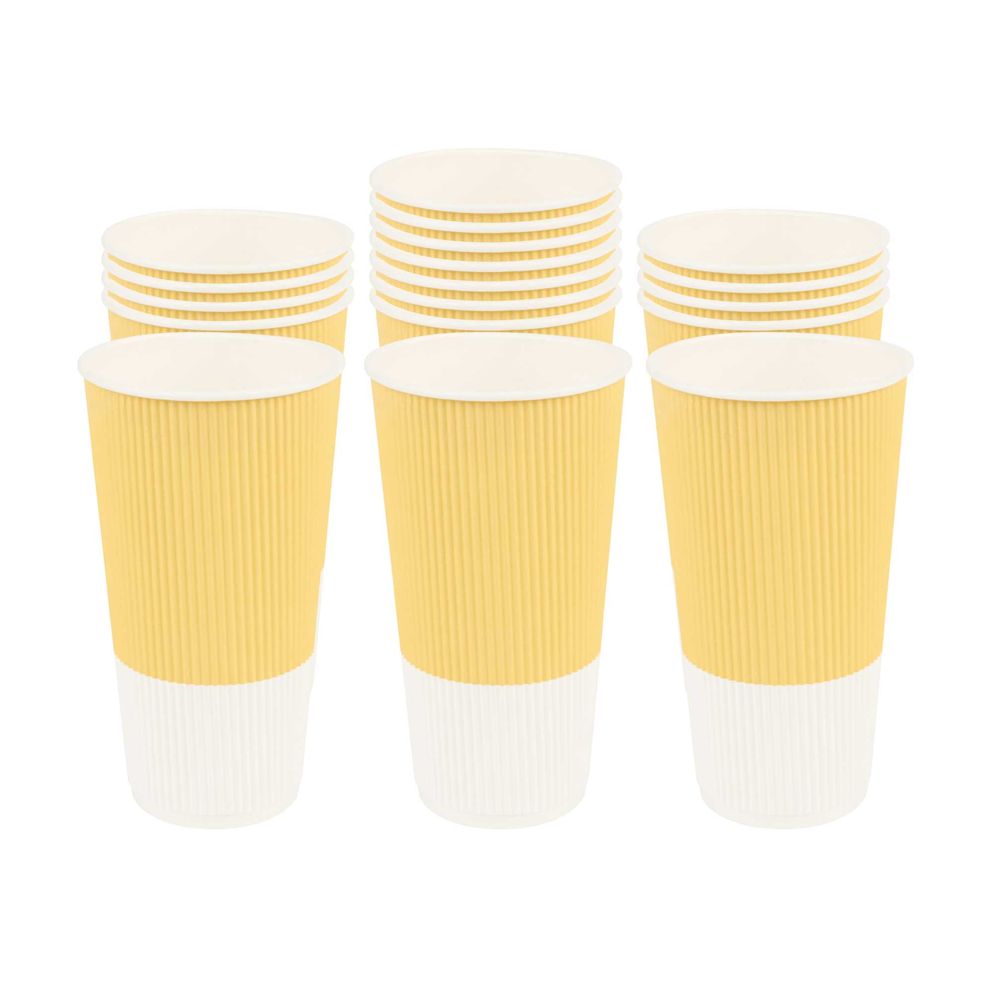 Restpresso 20 oz Light Yellow Paper Coffee Cup - Ripple Wall - 3 1/2" x 3 1/2" x 6 1/4" - 250 count box