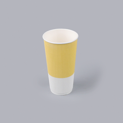 Restpresso 20 oz Light Yellow Paper Coffee Cup - Ripple Wall - 3 1/2" x 3 1/2" x 6 1/4" - 250 count box