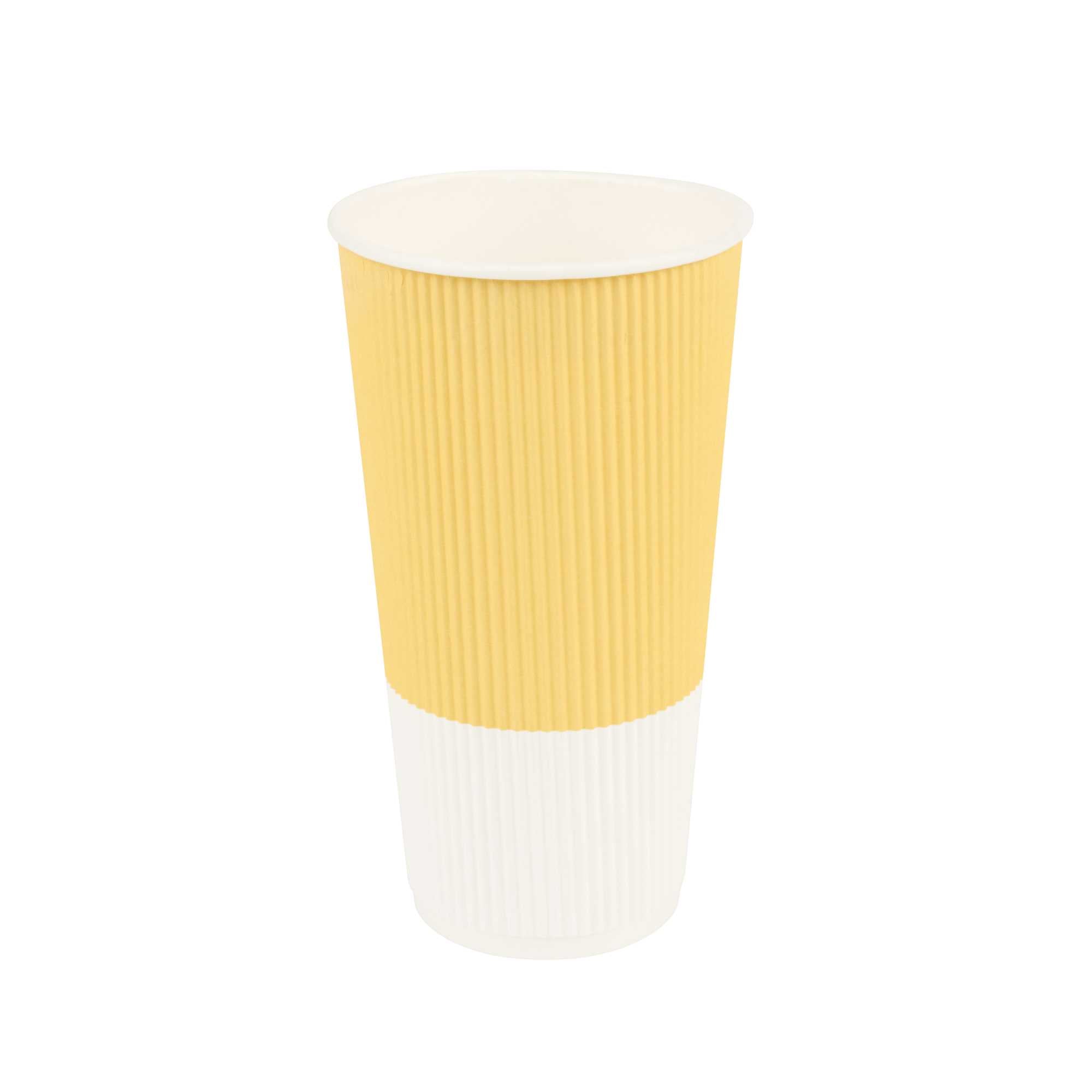 Restpresso 20 oz Light Yellow Paper Coffee Cup - Ripple Wall - 3 1/2" x 3 1/2" x 6 1/4" - 250 count box