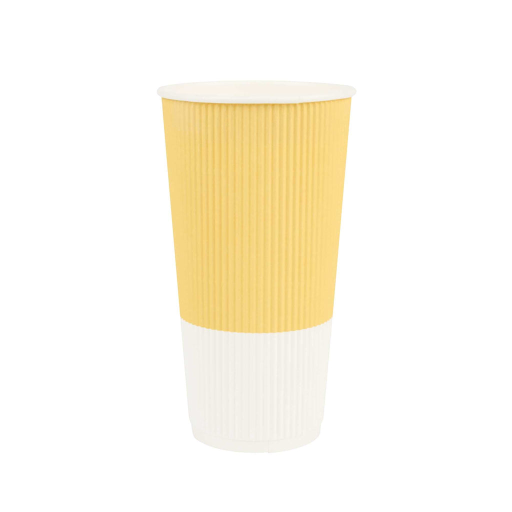 Restpresso 20 oz Light Yellow Paper Coffee Cup - Ripple Wall - 3 1/2" x 3 1/2" x 6 1/4" - 250 count box