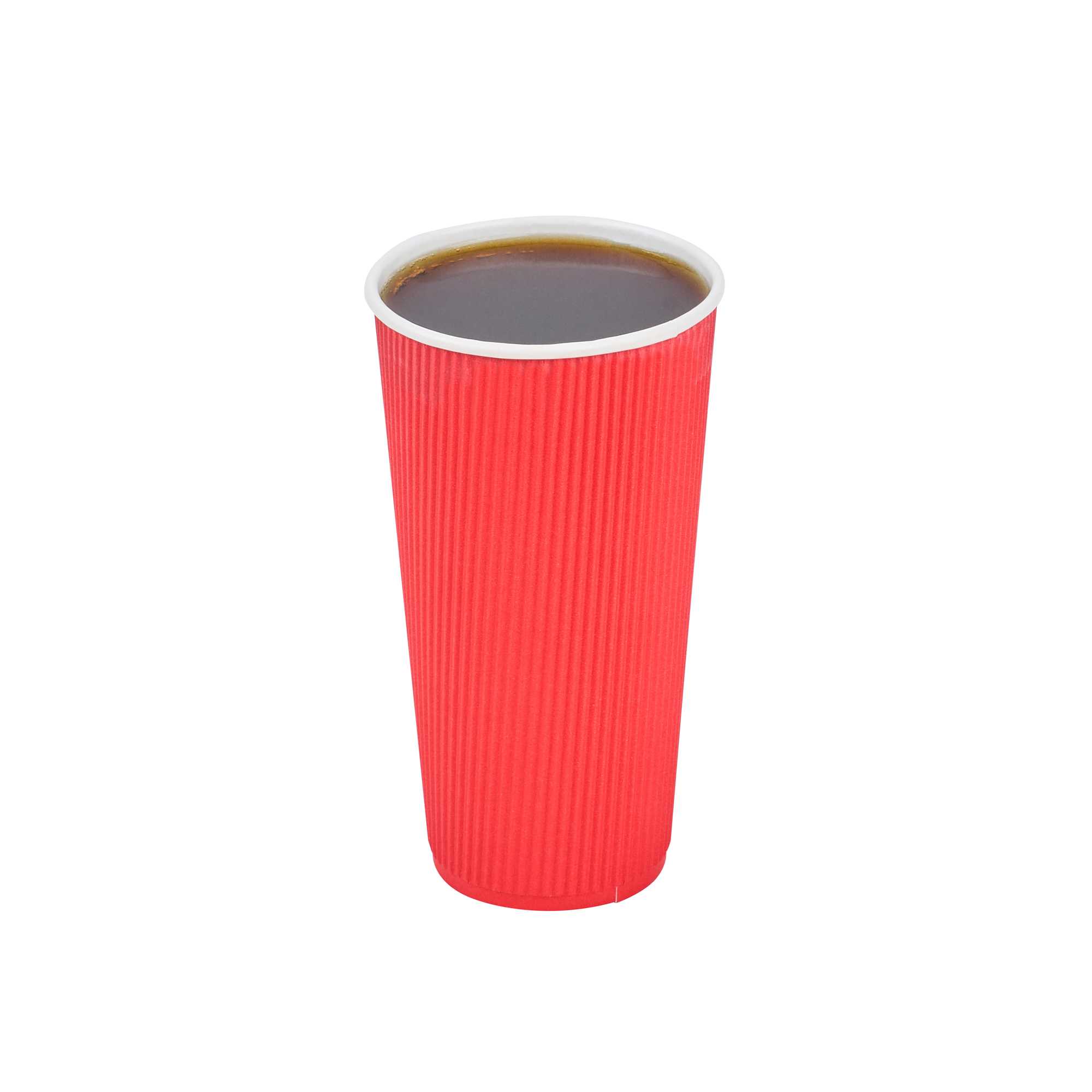 Restpresso 20 oz Red Paper Coffee Cup - Ripple Wall - 3 1/2" x 3 1/2" x 6 1/4" - 10 count box