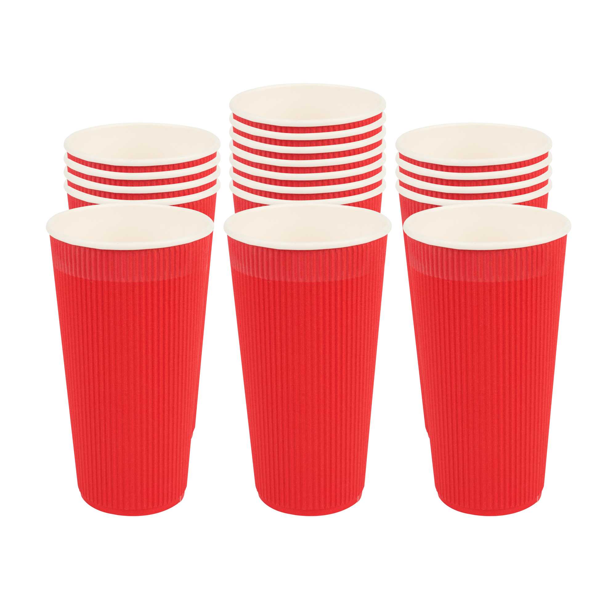 Restpresso 20 oz Red Paper Coffee Cup - Ripple Wall - 3 1/2" x 3 1/2" x 6 1/4" - 10 count box