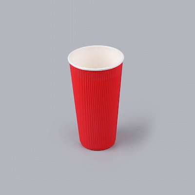 Restpresso 20 oz Red Paper Coffee Cup - Ripple Wall - 3 1/2" x 3 1/2" x 6 1/4" - 10 count box