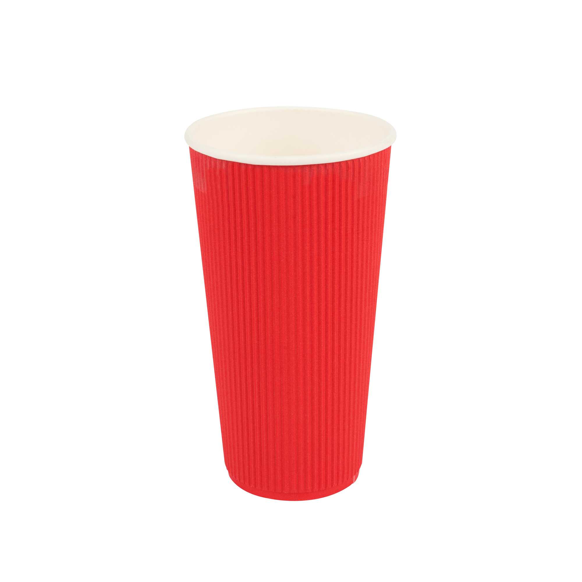 Restpresso 20 oz Red Paper Coffee Cup - Ripple Wall - 3 1/2" x 3 1/2" x 6 1/4" - 10 count box
