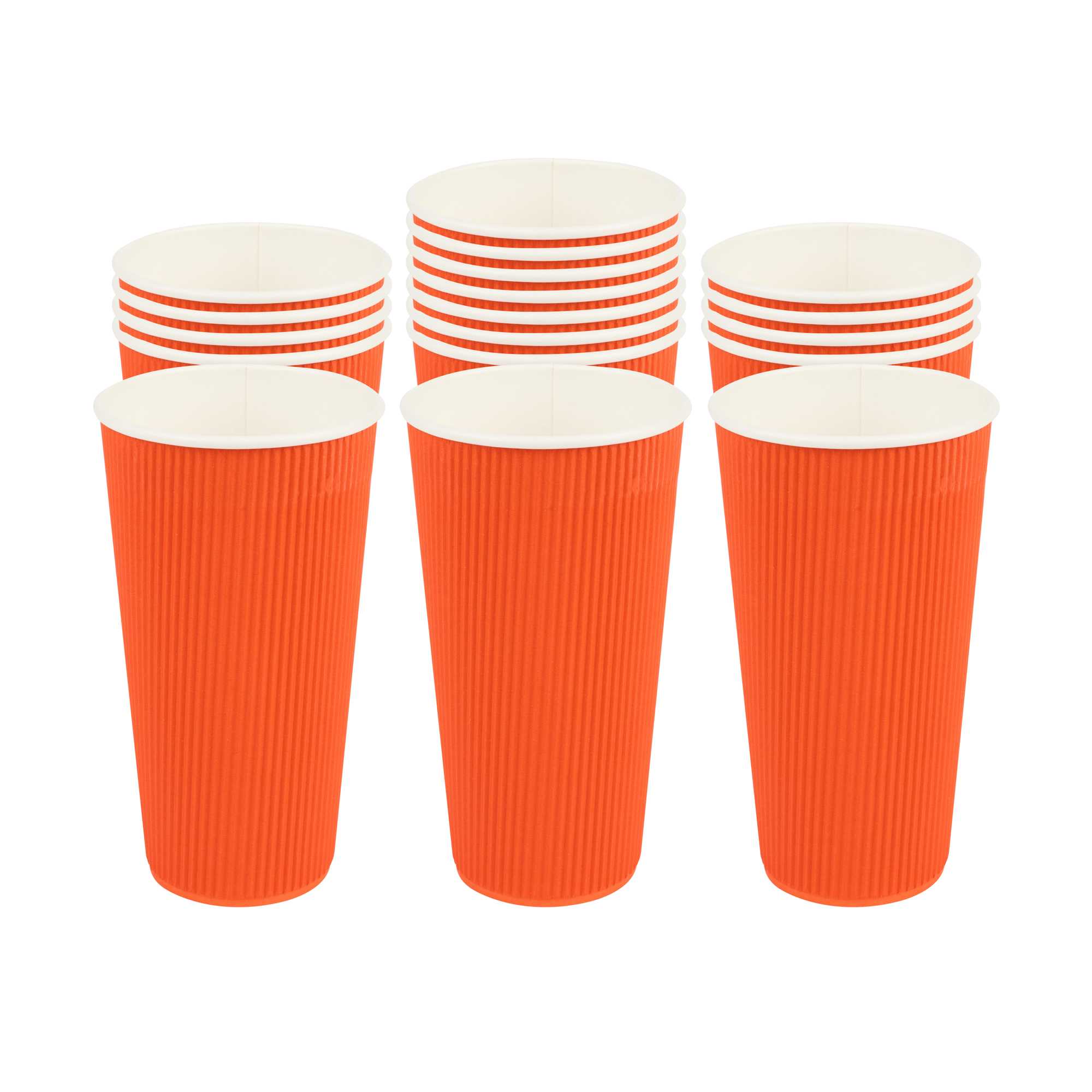 Restpresso 20 oz Tangerine Orange Paper Coffee Cup - Ripple Wall - 3 1/2" x 3 1/2" x 6 1/4" - 10 count box