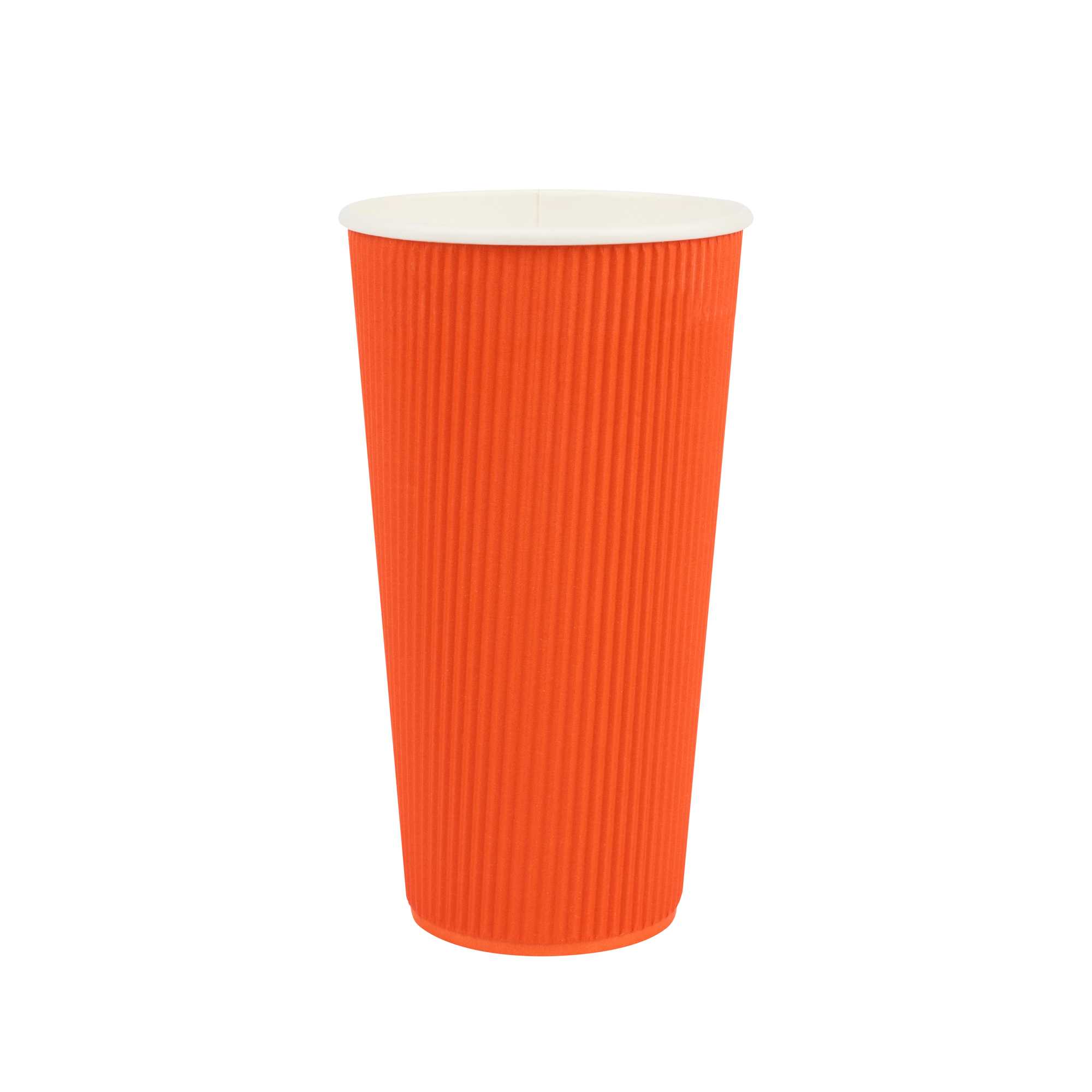 Restpresso 20 oz Tangerine Orange Paper Coffee Cup - Ripple Wall - 3 1/2" x 3 1/2" x 6 1/4" - 10 count box
