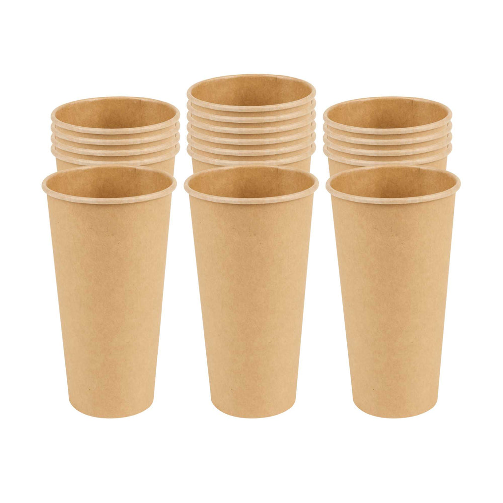 Restpresso 20 oz Natural Paper Unbleached Coffee Cup - Single Wall - 3 1/2" x 3 1/2" x 6 1/4" - 10 count box