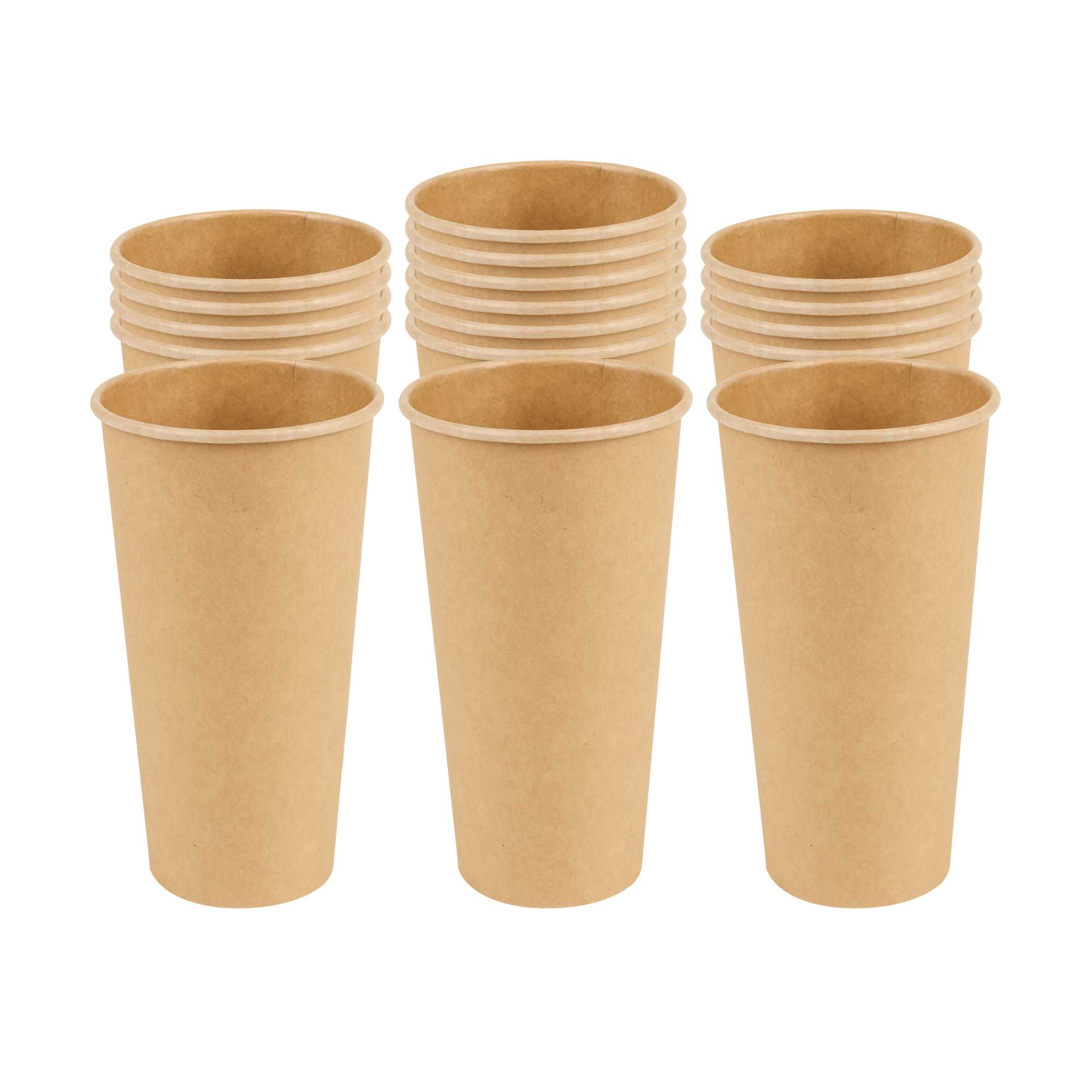 Restpresso 20 oz Natural Paper Unbleached Coffee Cup - Single Wall - 3 1/2" x 3 1/2" x 6 1/4" - 10 count box