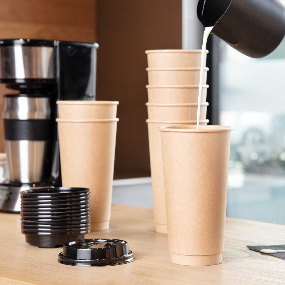 Restpresso 20 oz Natural Paper Unbleached Coffee Cup - Single Wall - 3 1/2" x 3 1/2" x 6 1/4" - 10 count box