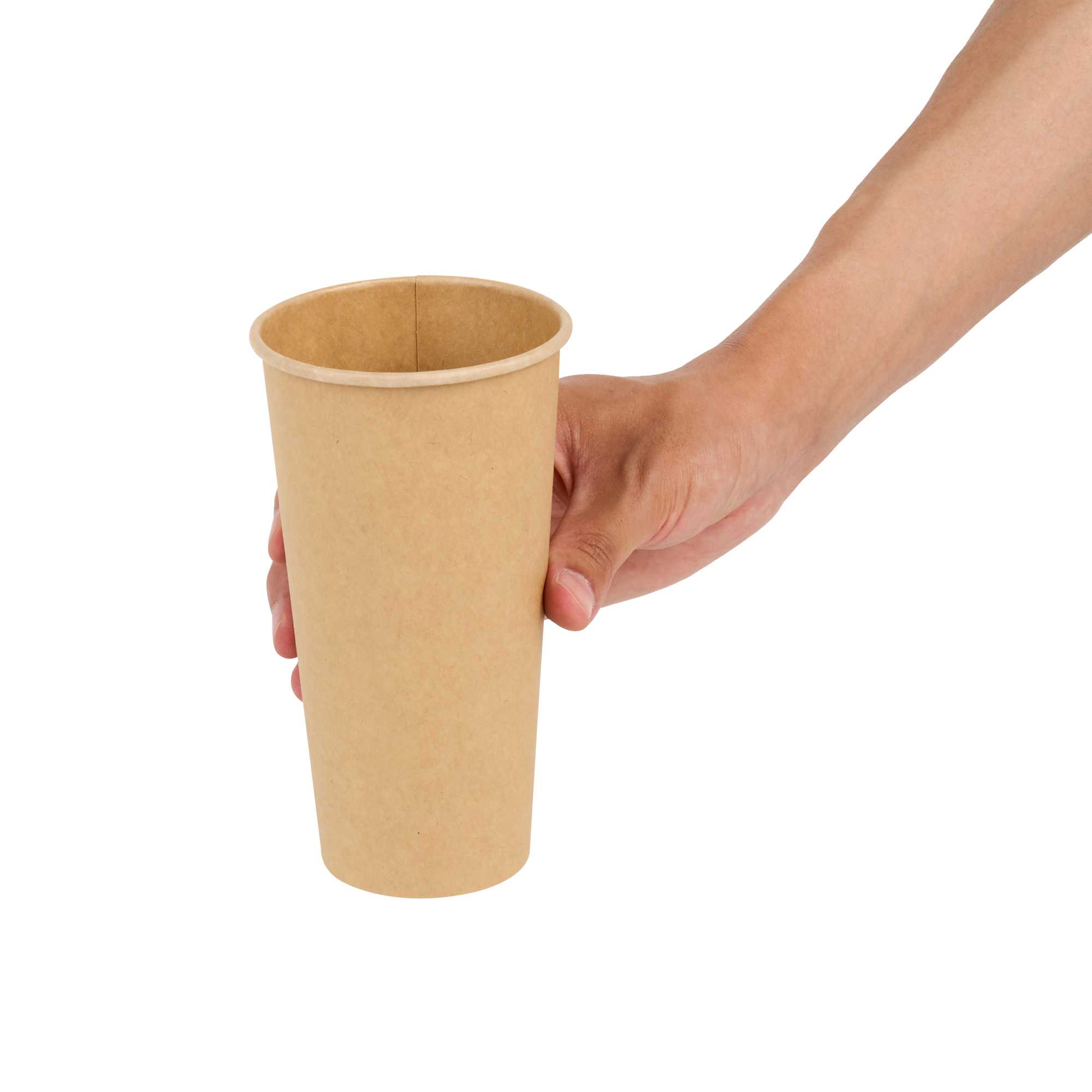 Restpresso 20 oz Natural Paper Unbleached Coffee Cup - Single Wall - 3 1/2" x 3 1/2" x 6 1/4" - 10 count box