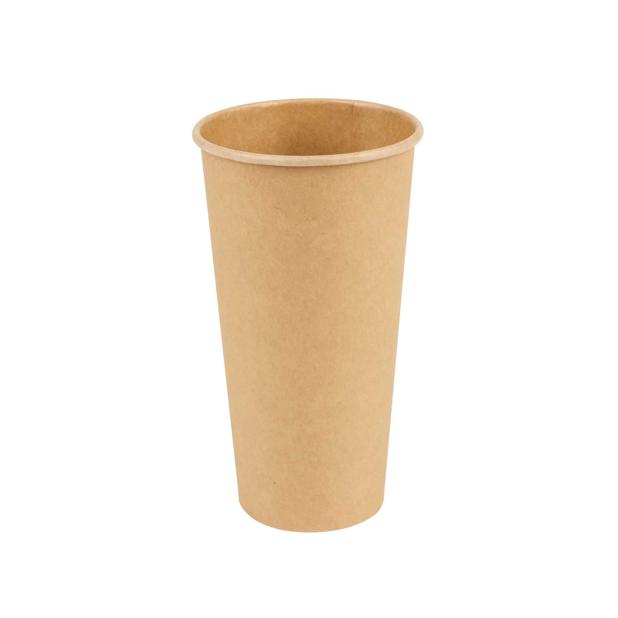 Restpresso 20 oz Natural Paper Unbleached Coffee Cup - Single Wall - 3 1/2" x 3 1/2" x 6 1/4" - 10 count box