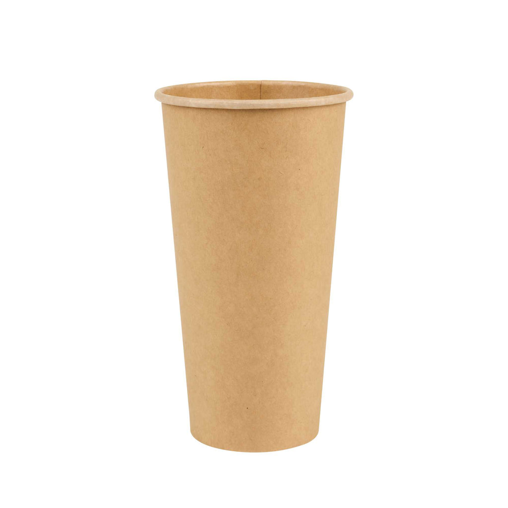 Restpresso 20 oz Natural Paper Unbleached Coffee Cup - Single Wall - 3 1/2" x 3 1/2" x 6 1/4" - 10 count box
