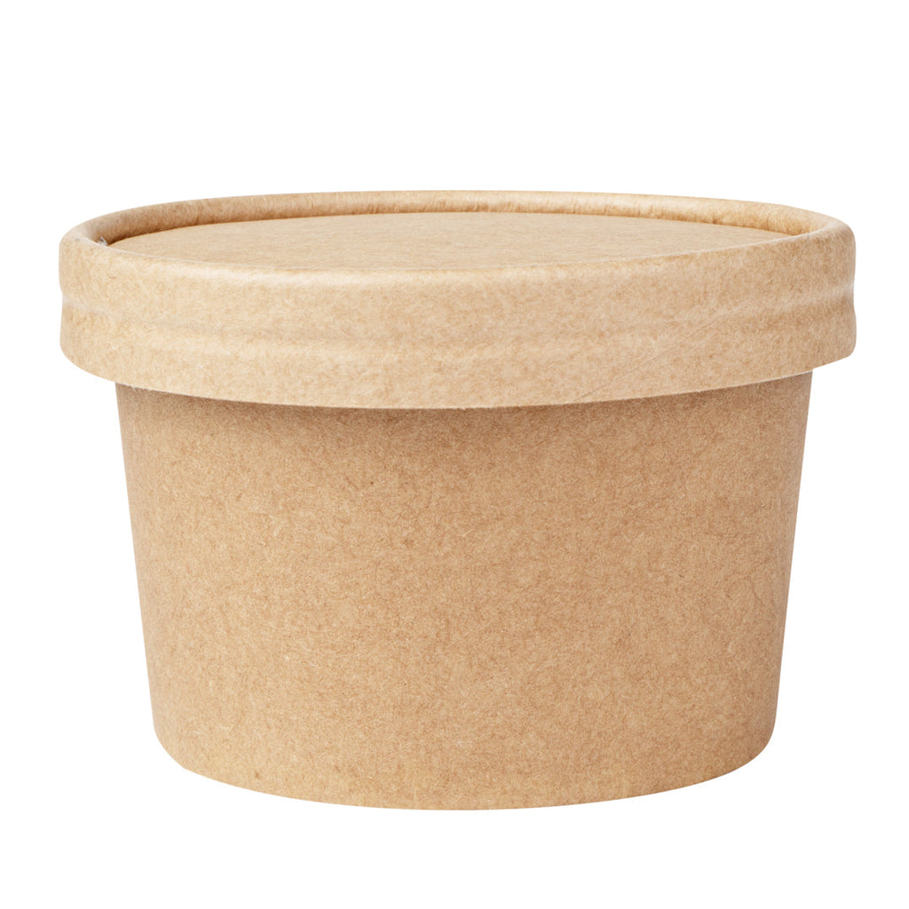 Coppetta Round Kraft Paper To Go Cup Lid - Fits 5 oz - 3 1/2" x 3 1/2" x 1/2" - 50 count box
