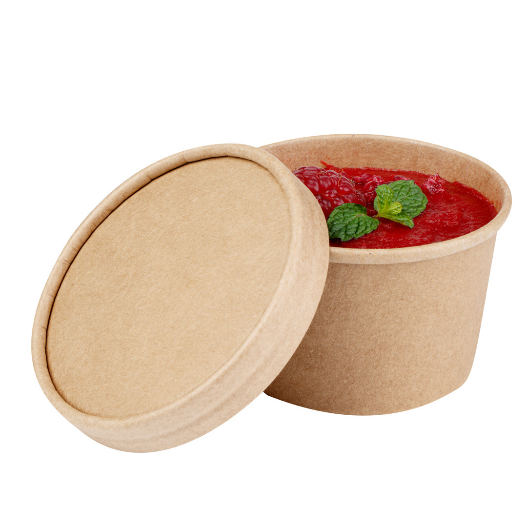 Coppetta Round Kraft Paper To Go Cup Lid - Fits 5 oz - 3 1/2" x 3 1/2" x 1/2" - 50 count box