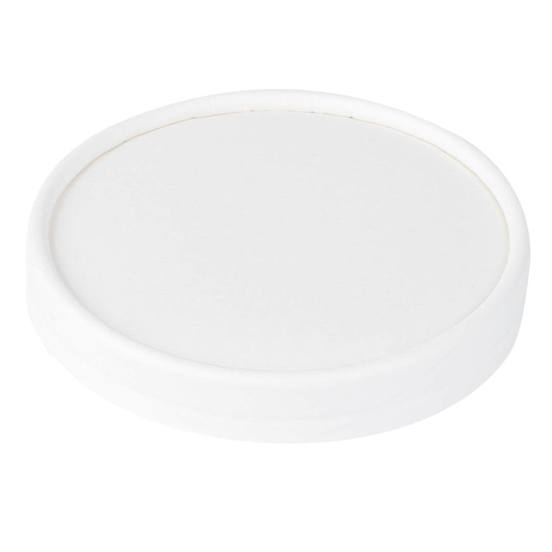 Coppetta Round White Paper To Go Cup Lid - Fits 5 oz - 3 1/2" x 3 1/2" x 1/2" - 50 count box