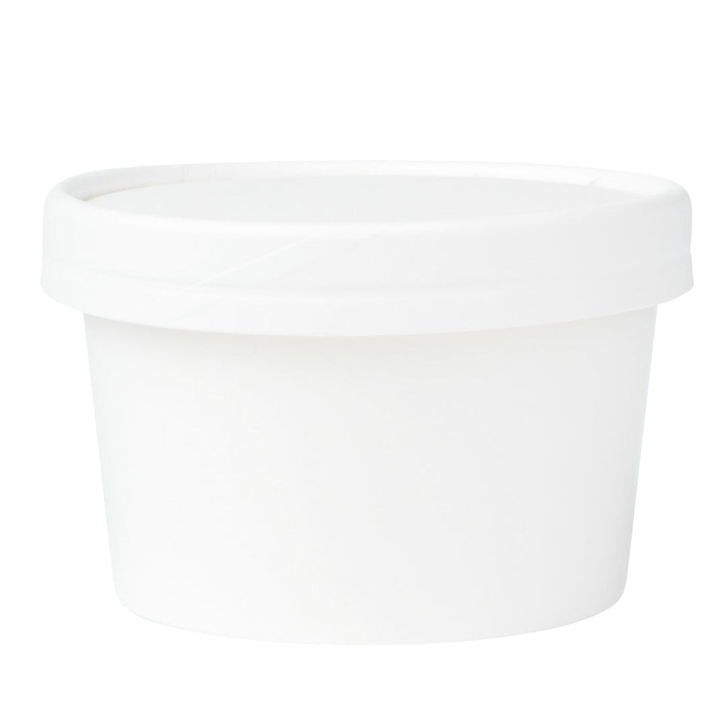 Coppetta Round White Paper To Go Cup Lid - Fits 5 oz - 3 1/2" x 3 1/2" x 1/2" - 200 count box