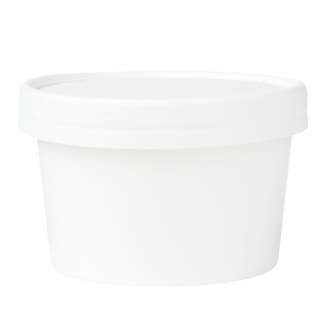 Coppetta Round White Paper To Go Cup Lid - Fits 5 oz - 3 1/2" x 3 1/2" x 1/2" - 200 count box