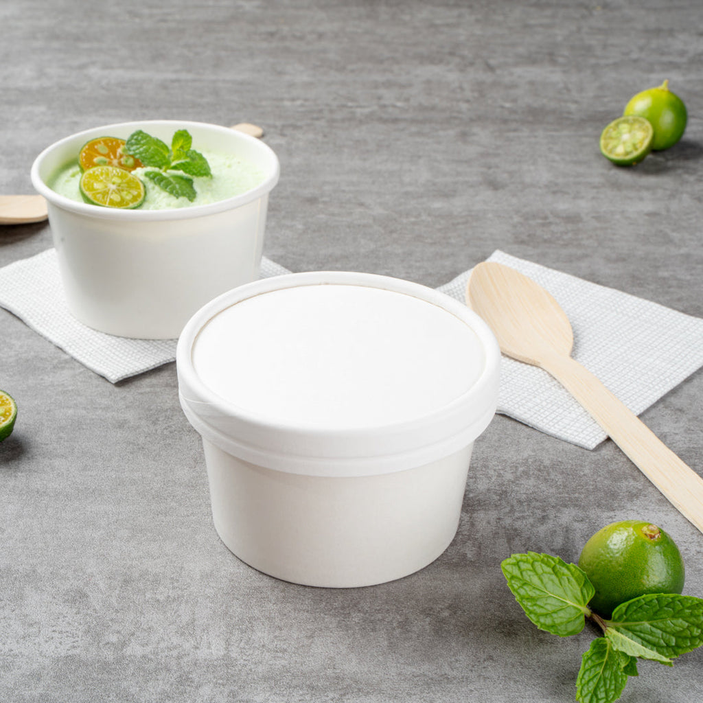 Coppetta Round White Paper To Go Cup Lid - Fits 5 oz - 3 1/2" x 3 1/2" x 1/2" - 200 count box