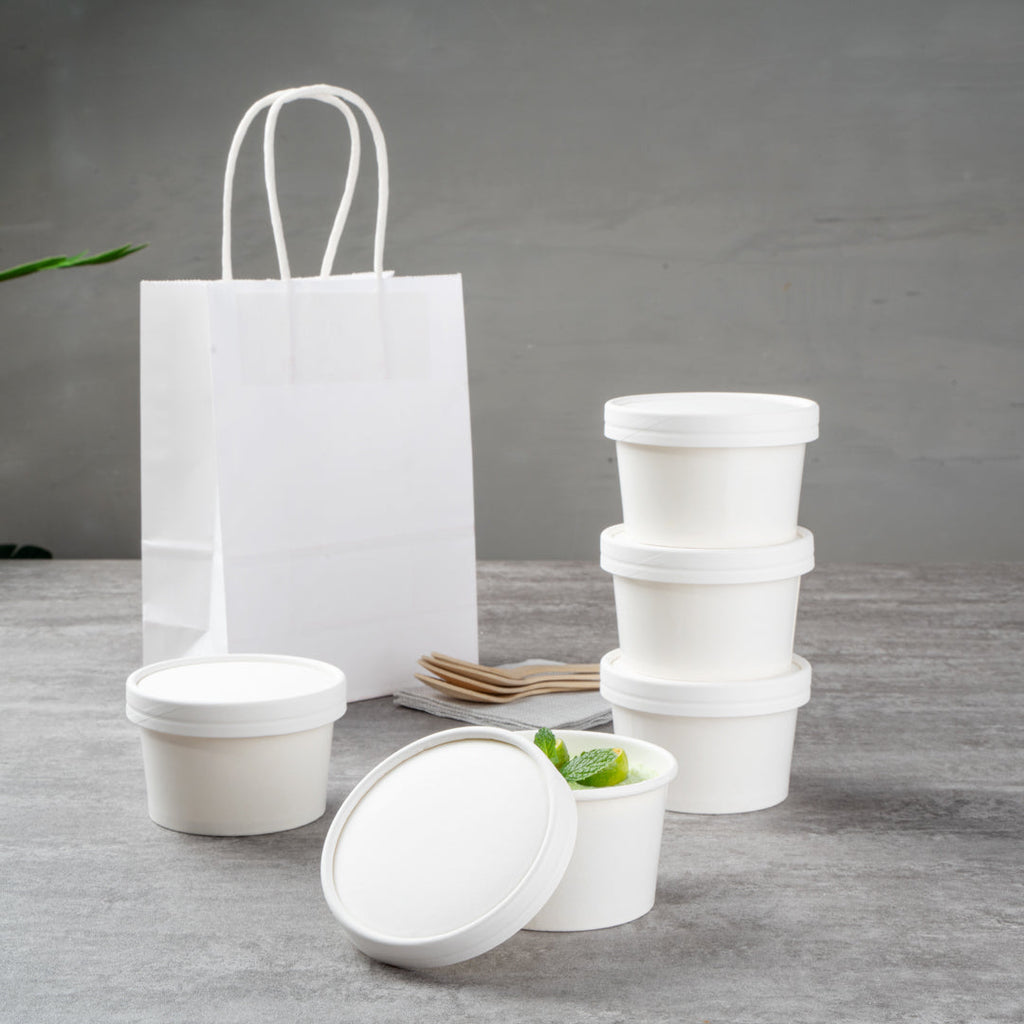 Coppetta Round White Paper To Go Cup Lid - Fits 5 oz - 3 1/2" x 3 1/2" x 1/2" - 200 count box