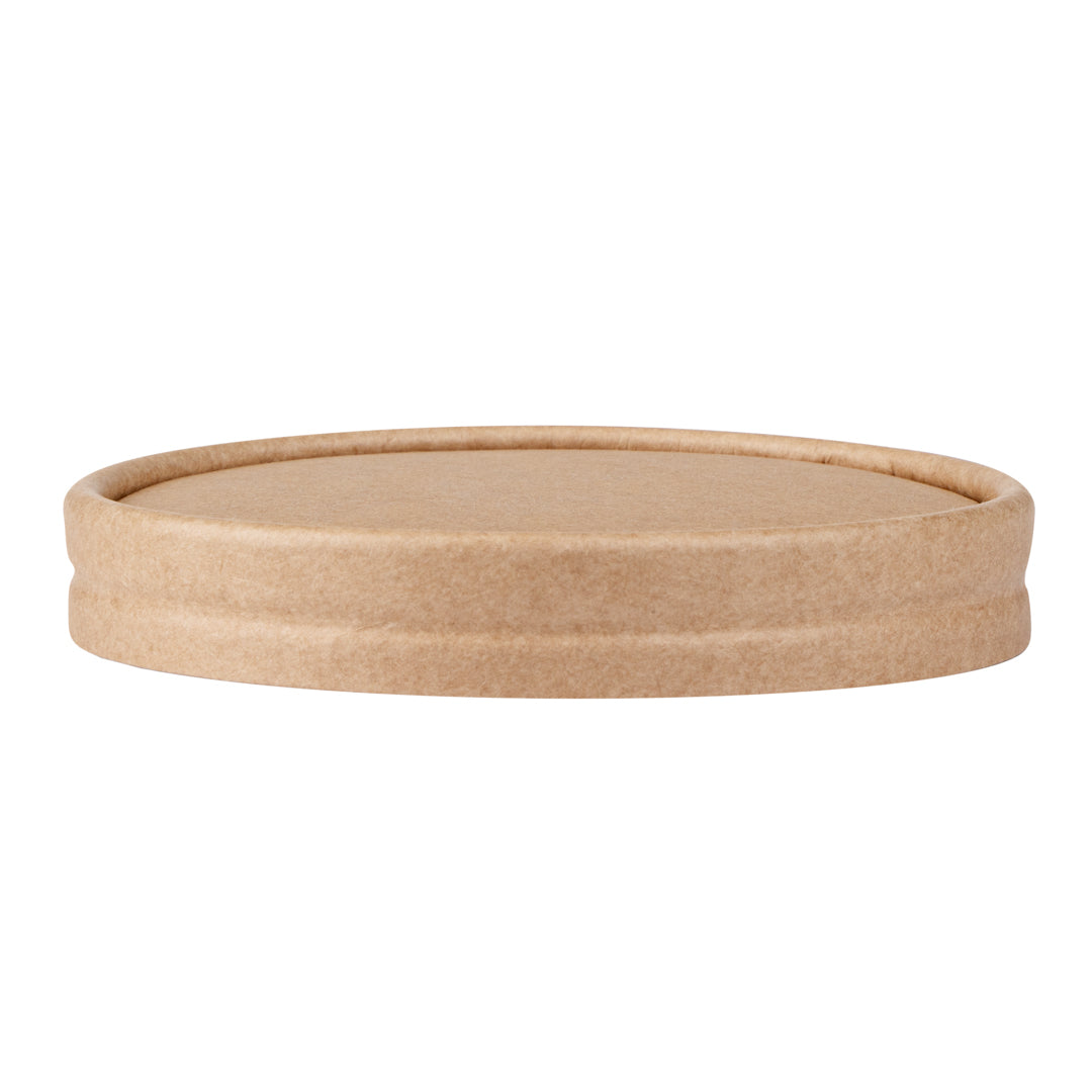 Coppetta Round Kraft Paper To Go Cup Lid - Fits 8 oz - 3 3/4" x 3 3/4" x 1/2" - 50 count box