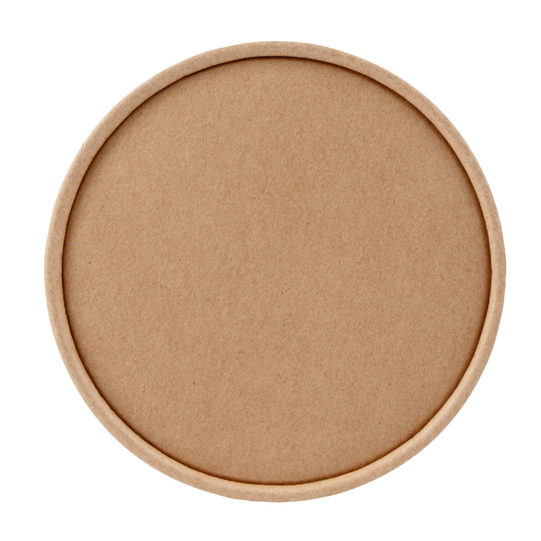 Coppetta Round Kraft Paper To Go Cup Lid - Fits 8 oz - 3 3/4" x 3 3/4" x 1/2" - 50 count box