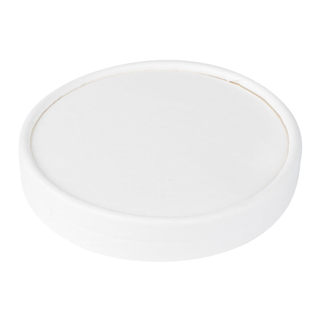 Coppetta Round White Paper To Go Cup Lid - Fits 8 oz - 50 count box