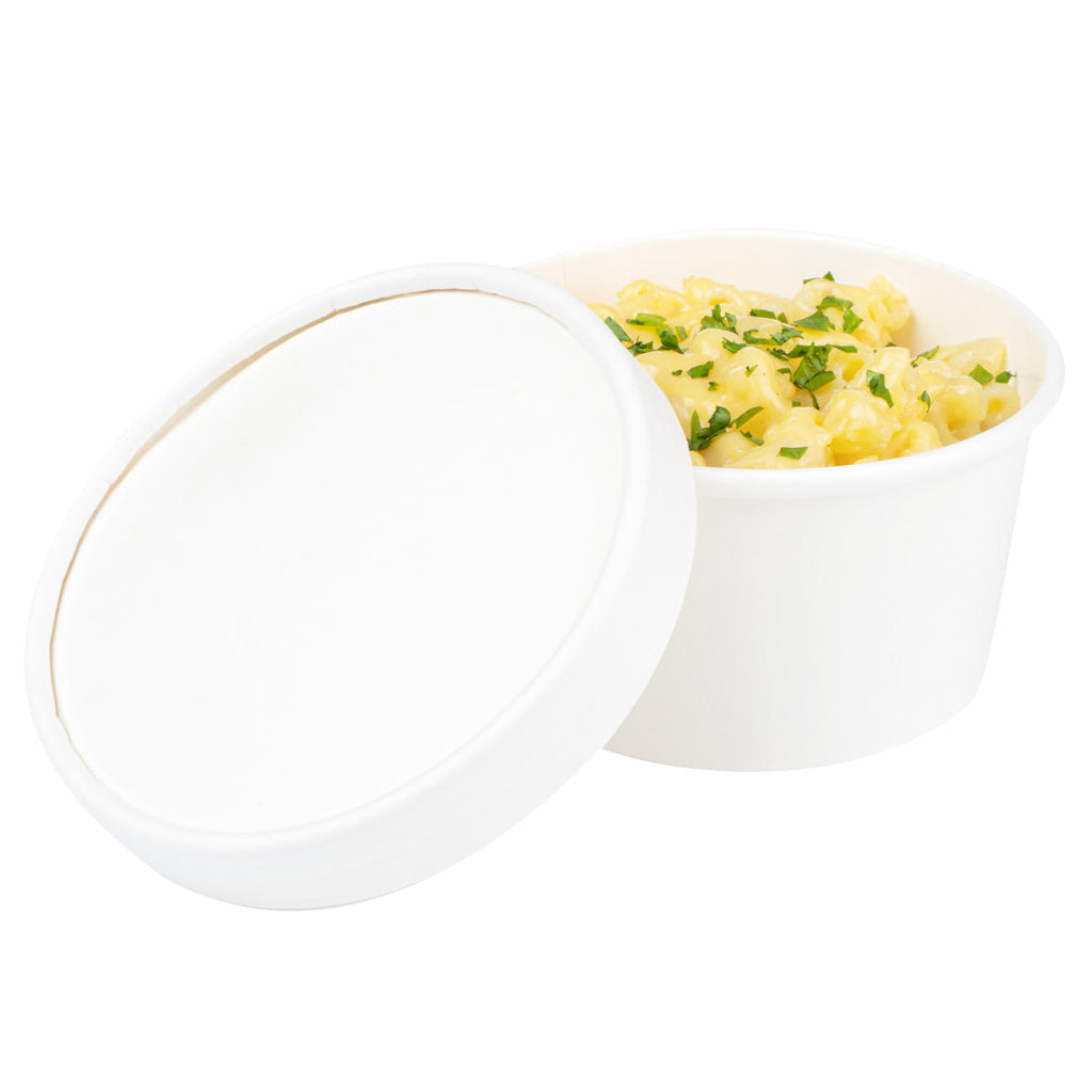 Coppetta Round White Paper To Go Cup Lid - Fits 8 oz - 50 count box
