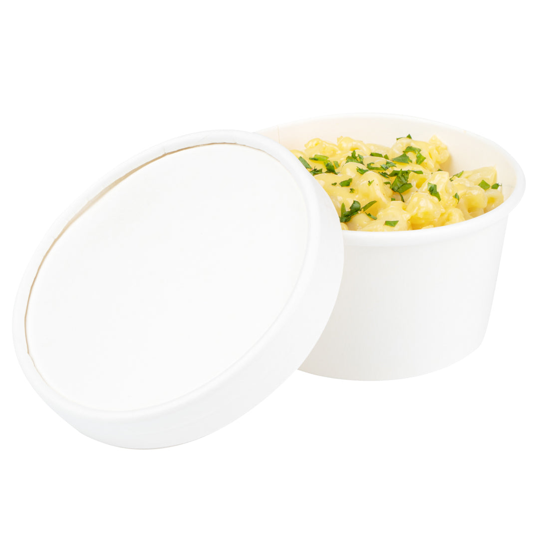 Coppetta Round White Paper To Go Cup Lid - Fits 8 oz - 50 count box