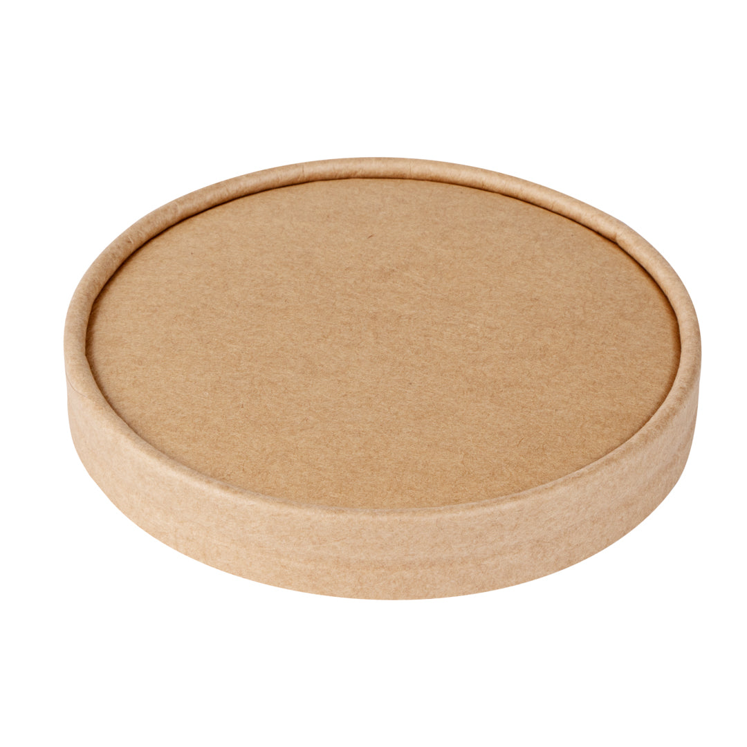 Coppetta Round Kraft Paper To Go Cup Lid - Fits 12 oz - 4" x 4" x 1/2" - 50 count box
