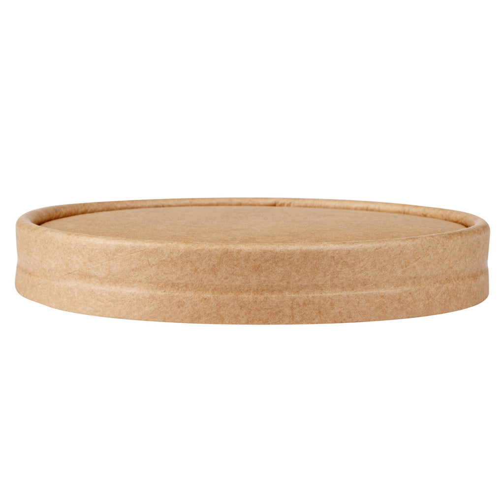 Coppetta Round Kraft Paper To Go Cup Lid - Fits 12 oz - 4" x 4" x 1/2" - 50 count box